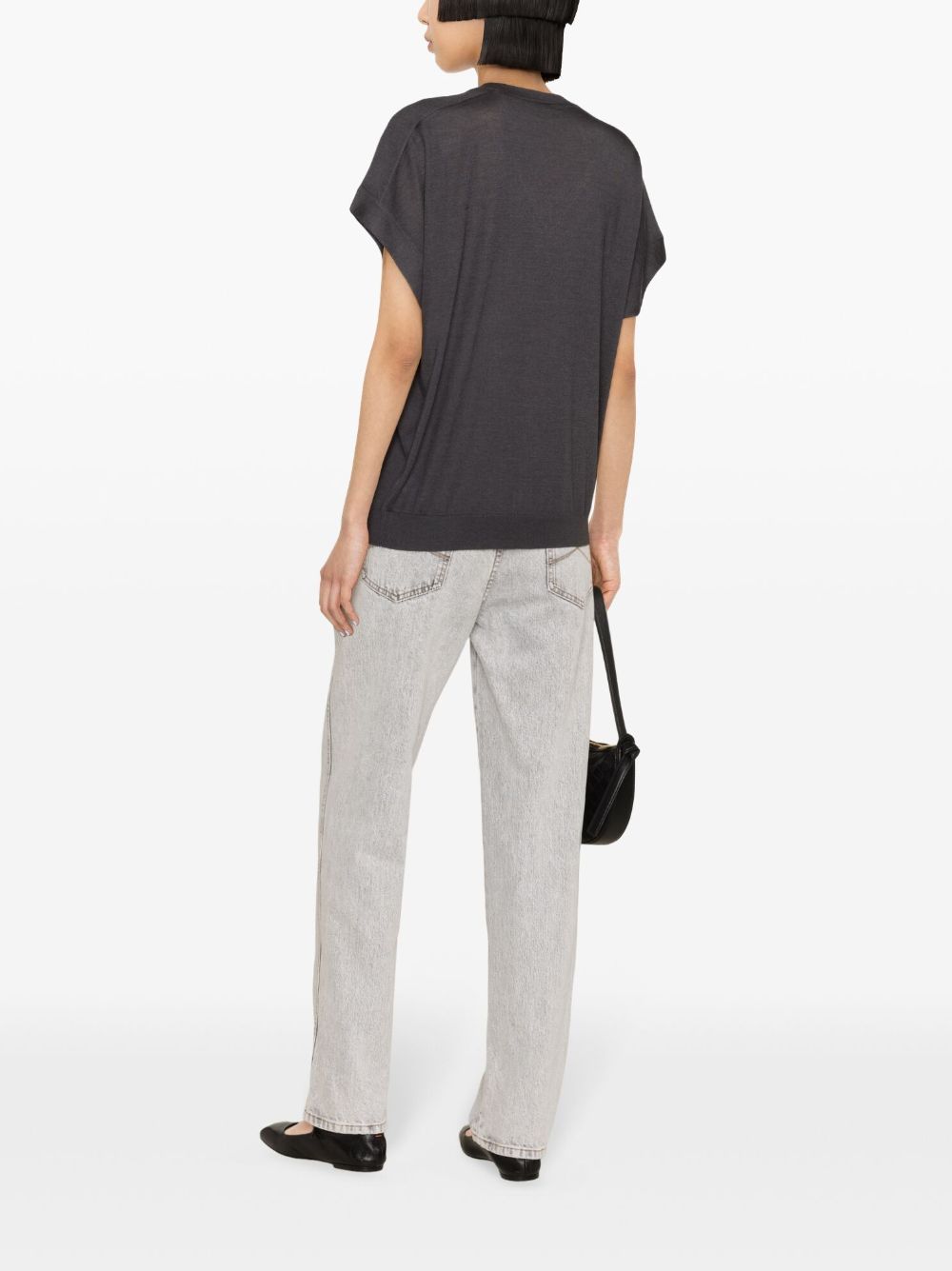 Shop Brunello Cucinelli Crew-neck Knitted T-shirt In Grau