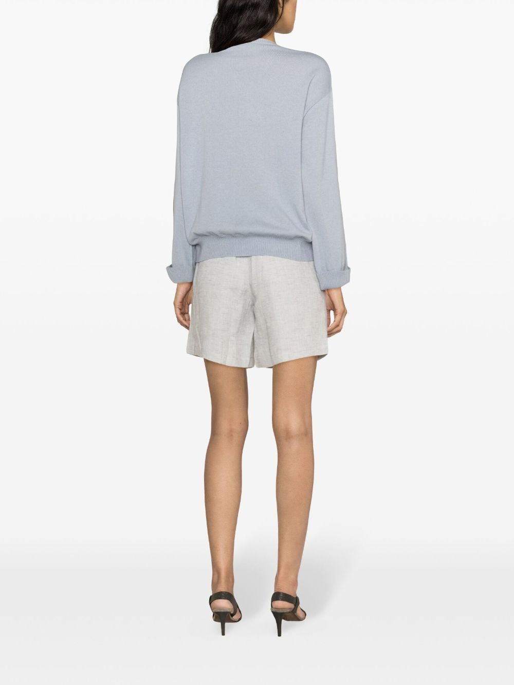 Shop Brunello Cucinelli Linen Tailored Shorts In Grey