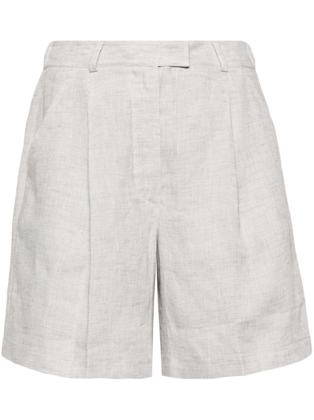 Shop Brunello Cucinelli Linen Tailored Shorts In Grey