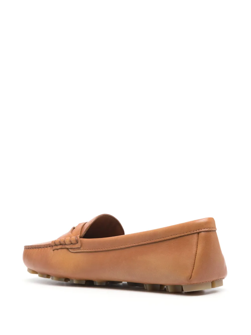 Miu coin-detail leather loafers Brown