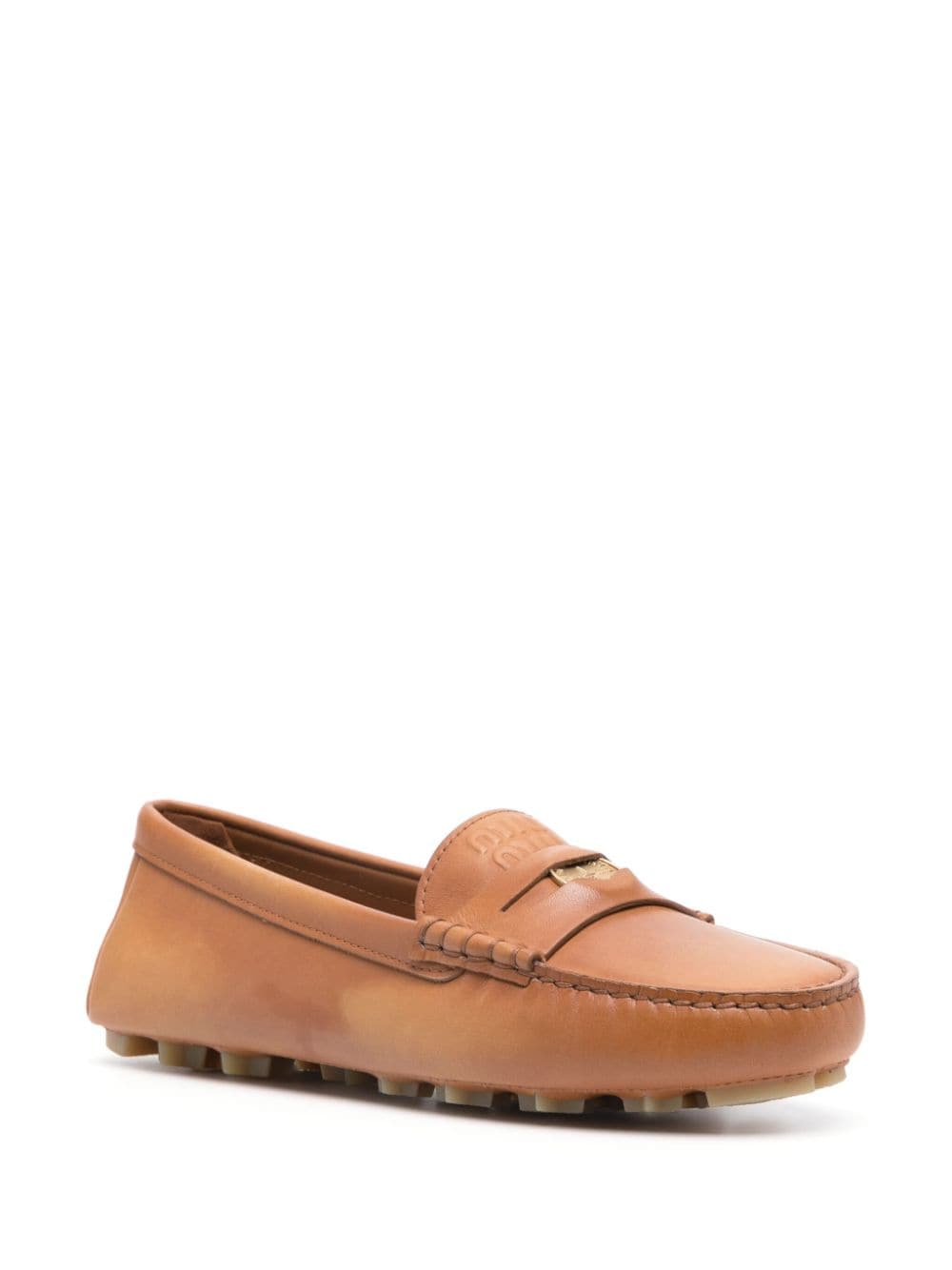 Miu Miu Leren loafers - Bruin