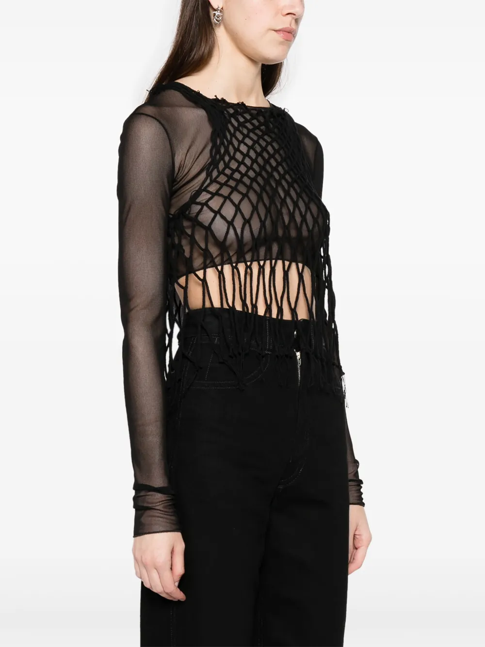 Shop Mm6 Maison Margiela Mesh Sleeveless Tank Top In Black