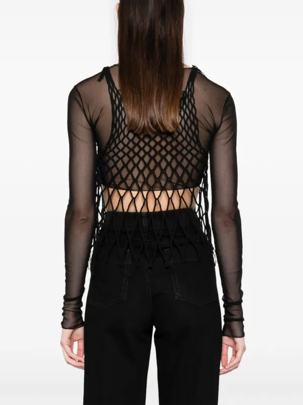 MM6 Maison Margiela Mesh Sleeveless Tank Top | Black | FARFETCH