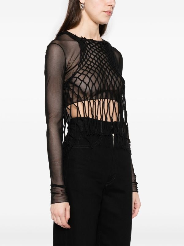 MM6 Maison Margiela semi-sheer long-sleeve Bodysuit - Farfetch