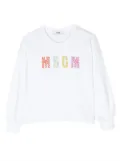 MSGM Kids bead-logo cotton sweatshirt - White