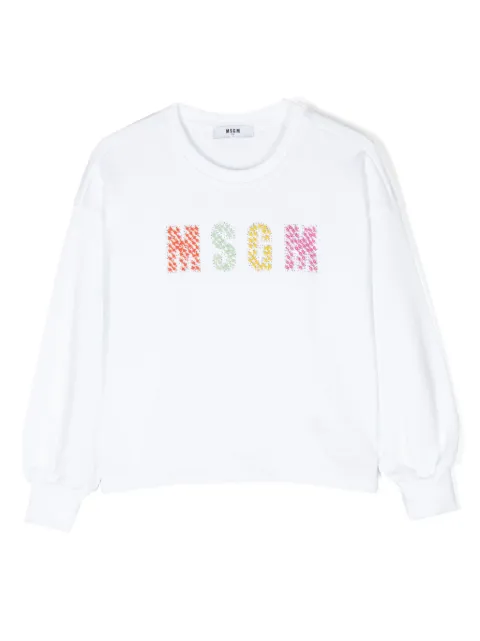 MSGM Kids bead-logo cotton sweatshirt