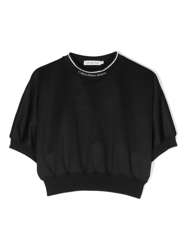 Calvin Klein Kids logo tape Jersey Sweatshirt Black FARFETCH ZA