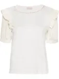 LIU JO rhinestone-embellished ruffled T-shirt - White