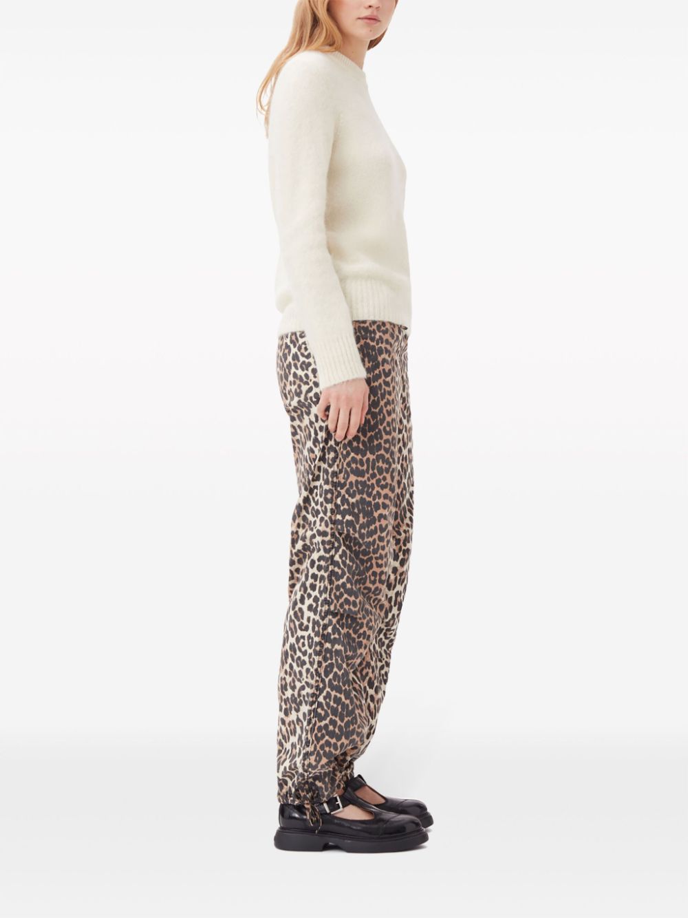 GANNI leopard-print drawstring trousers Women