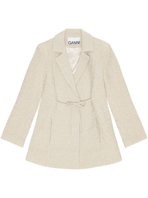 GANNI tie-fastening textured blazer Women