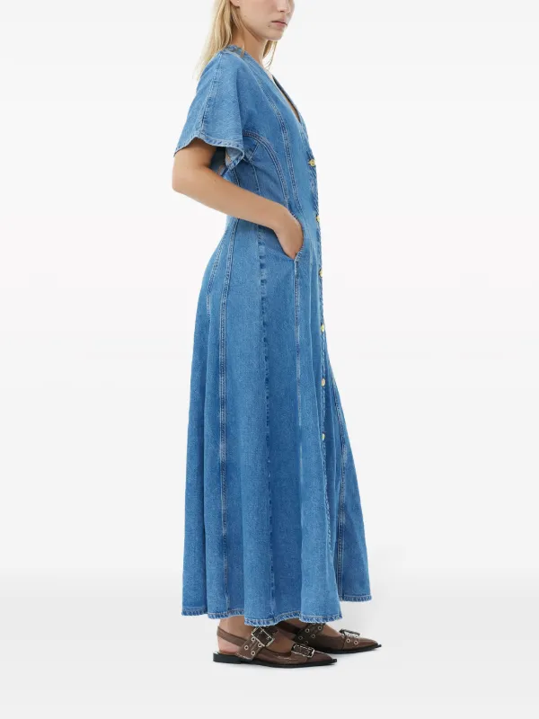 future collective denim dress Purple Sleeveless Slit Jeans A Line Midi Size 6 Our store teams do their best to accurately photograph Blue Corset Corset A Line
