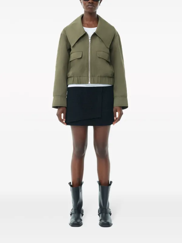 Rinse Dark Blue Textured Jacket | GANNI US