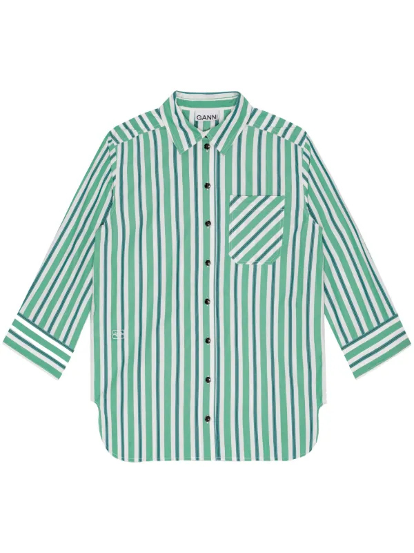 GANNI ストライプ シャツ | グリーン | FARFETCH JP