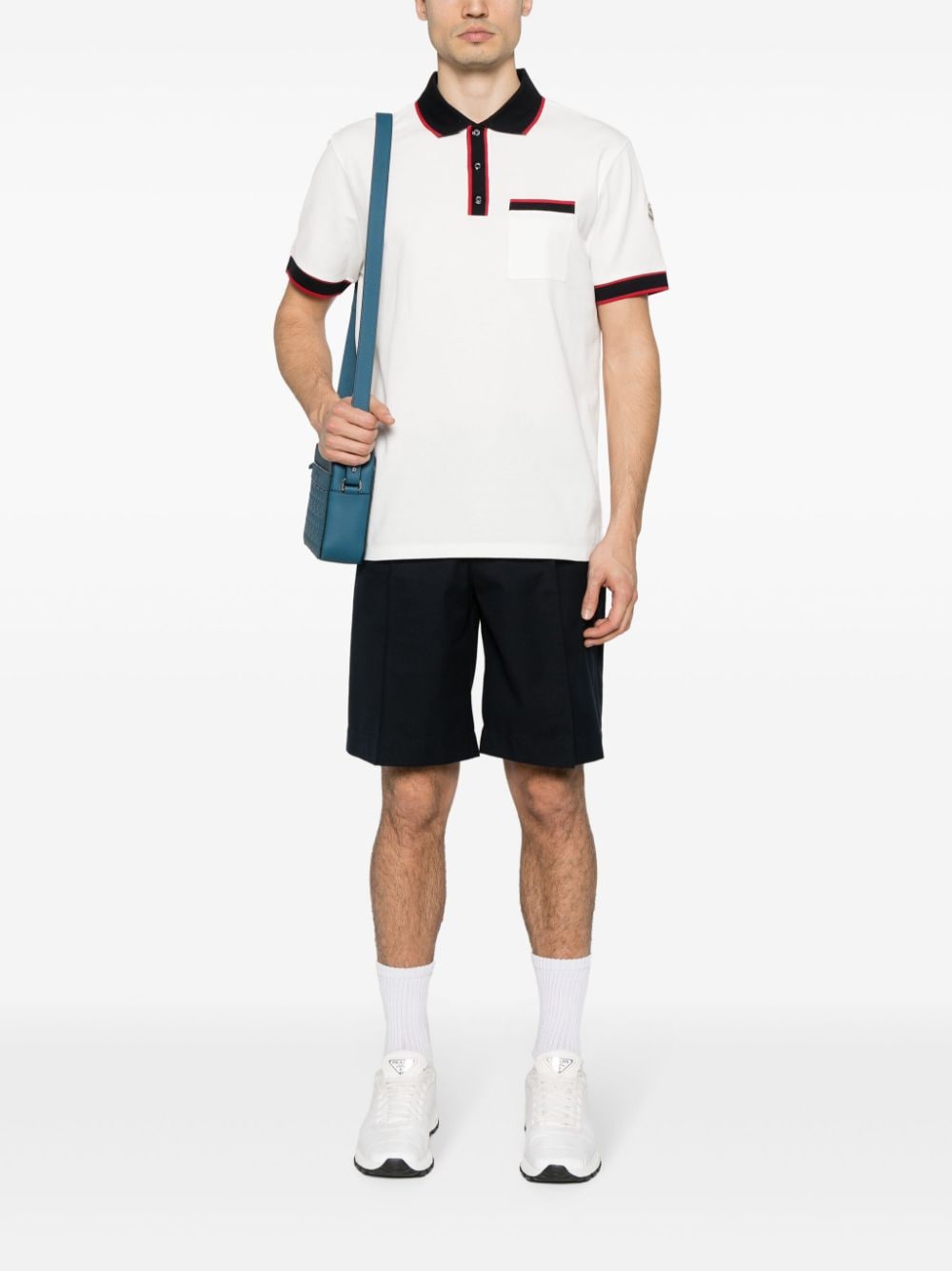 Shop Moncler Appliqué-logo Cotton Polo Shirt In 白色
