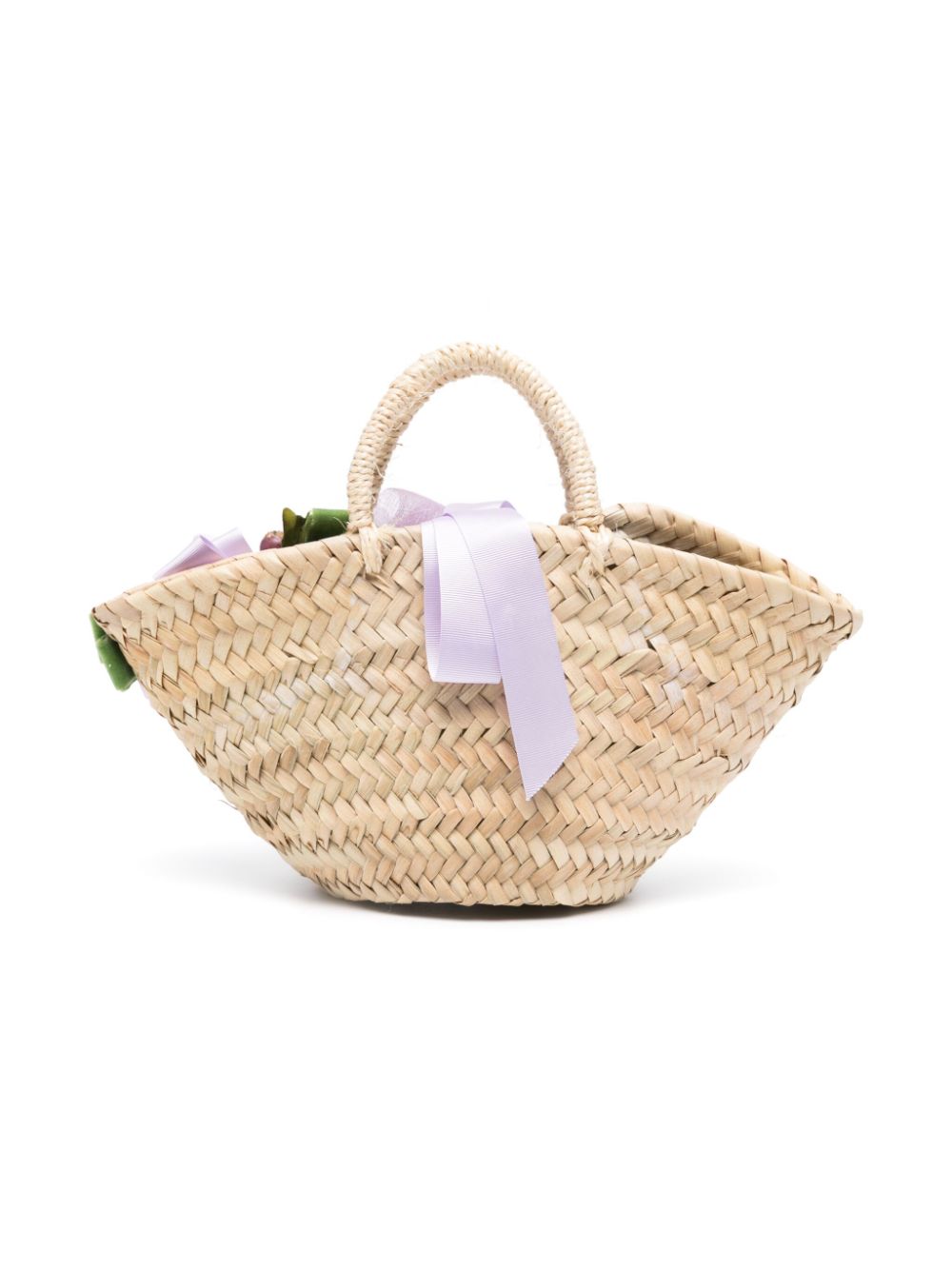 Shop Colorichiari Floral-appliqué Raffia Bag In Neutrals