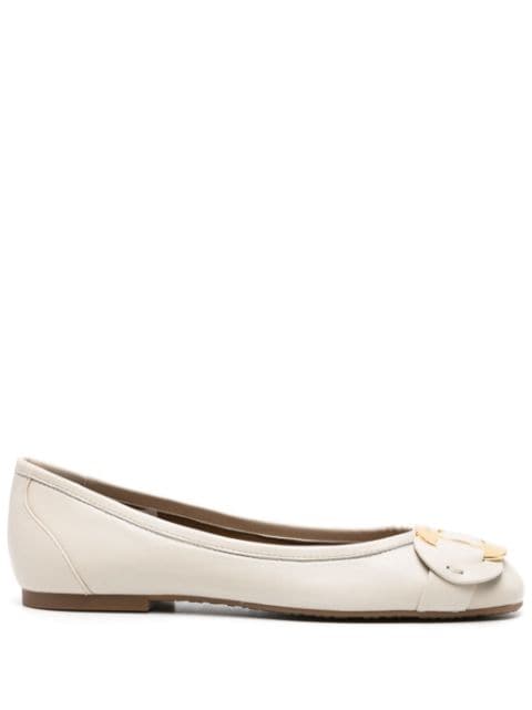 See by Chloé logo-plaque leather ballerina shoes