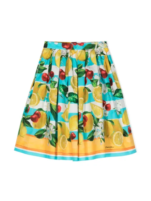 Dolce & Gabbana Kids Saia com pregas e mix de estampas