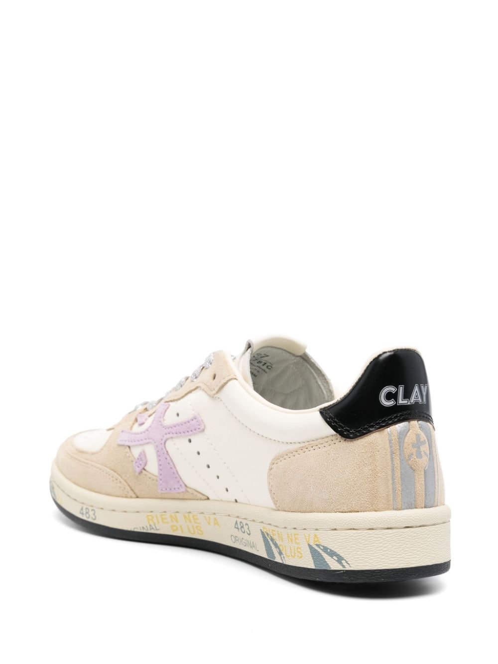 Shop Premiata Clay Leather Sneakers In Neutrals