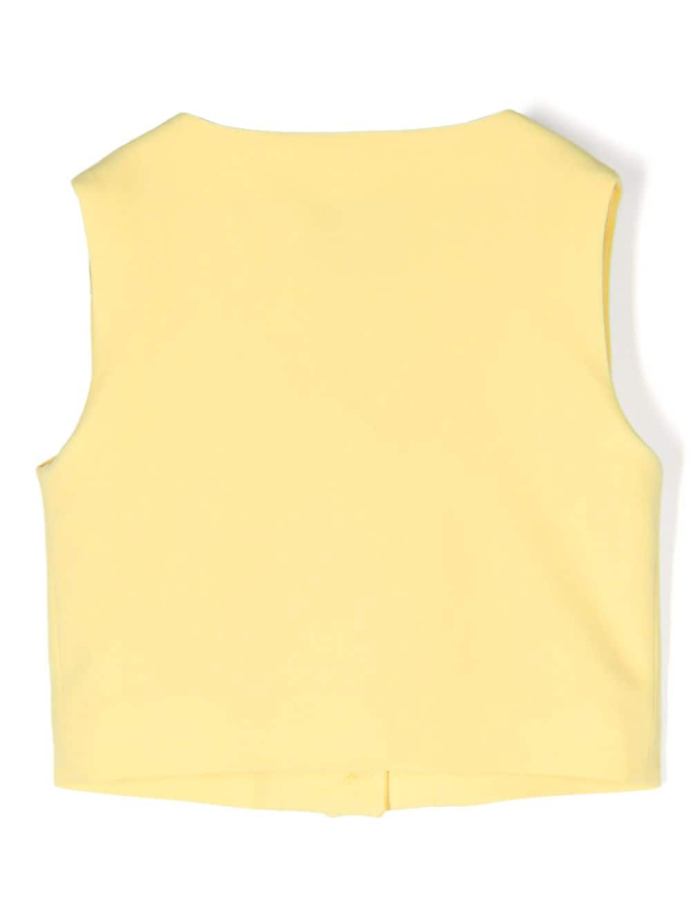 MSGM Kids embroidered-logo waistcoat - Geel