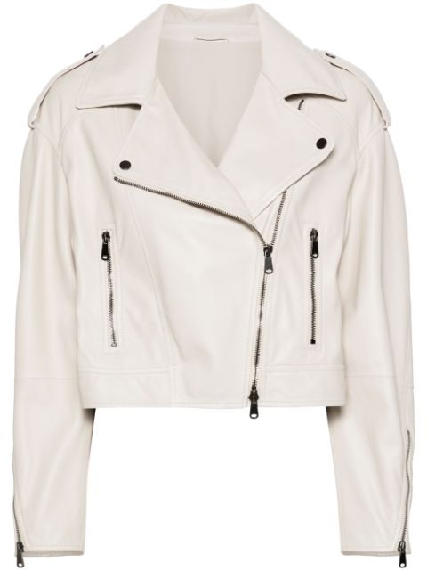 Brunello Cucinelli notched-lapels leather jacket