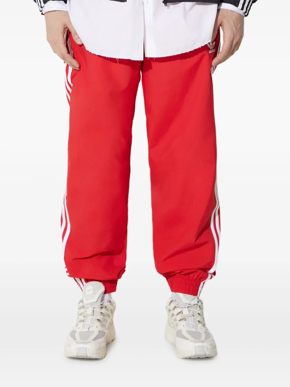 adidas three-stripe track pants | Red | Image 1