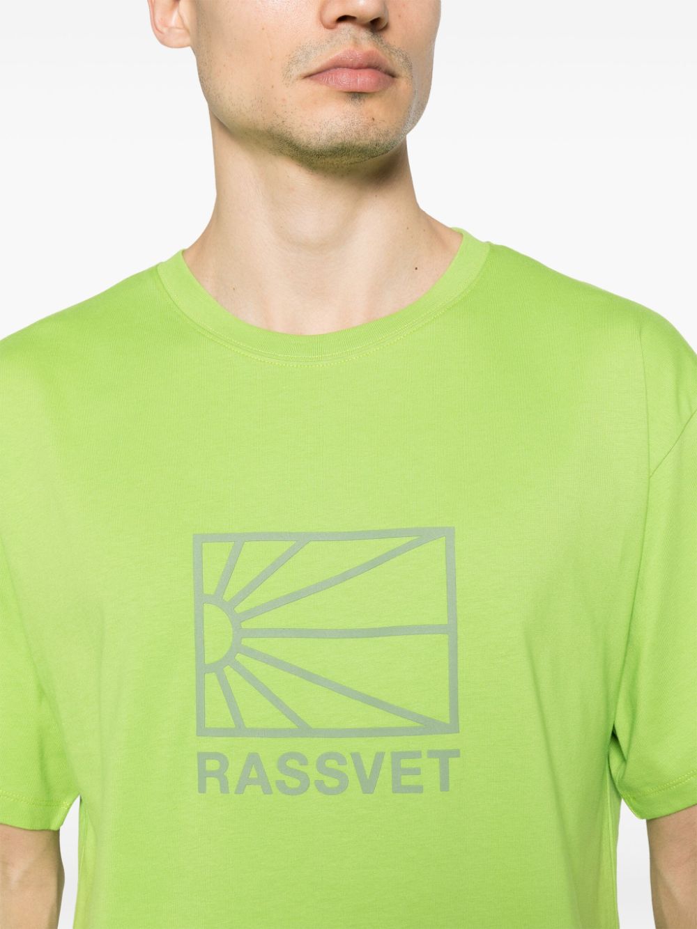 Shop Rassvet Logo-rubberised Cotton T-shirt In Green