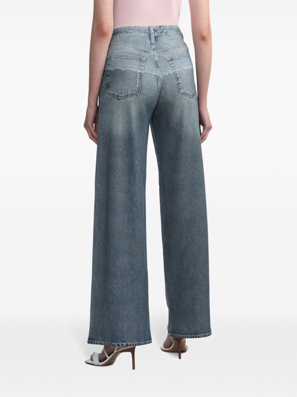 Shop Rag & Bone Panelled Two-tone Wide-leg Jeans In Blue