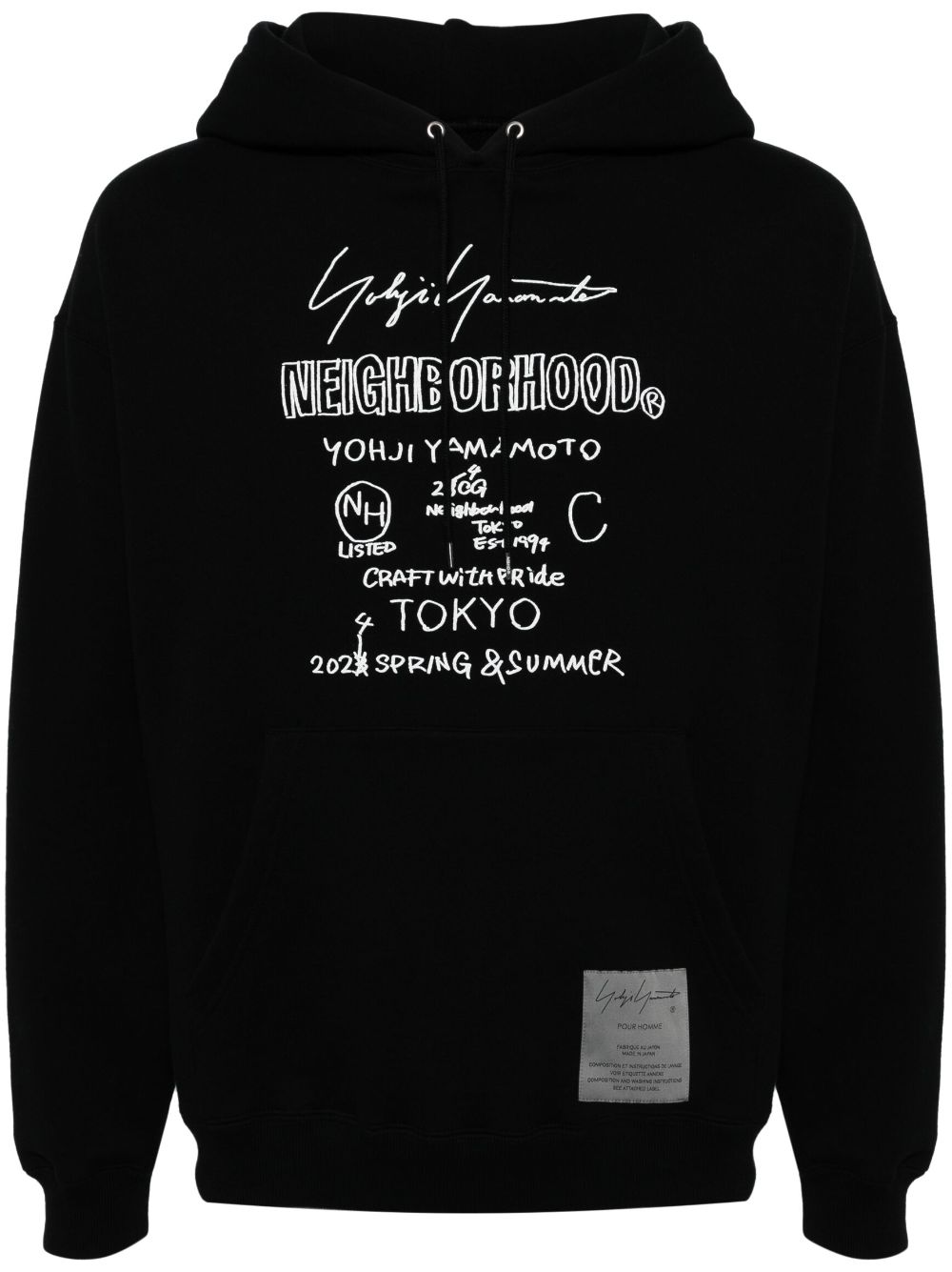Yohji Yamamoto Hoodie mit Logo-Print - Schwarz
