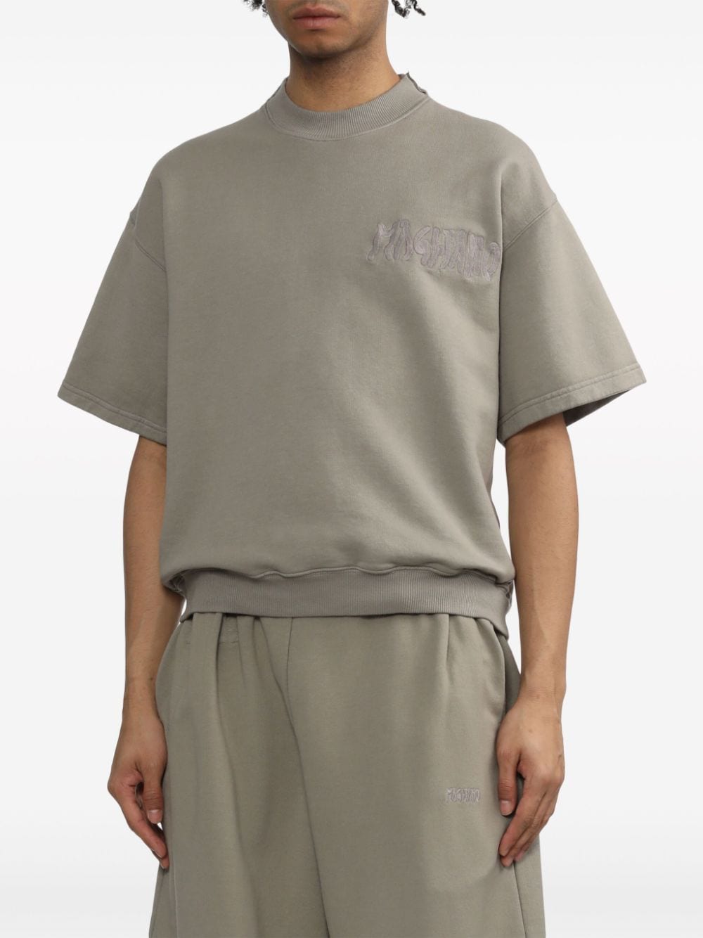 Shop Magliano Logo-embroidery Cotton T-shirt In Grau