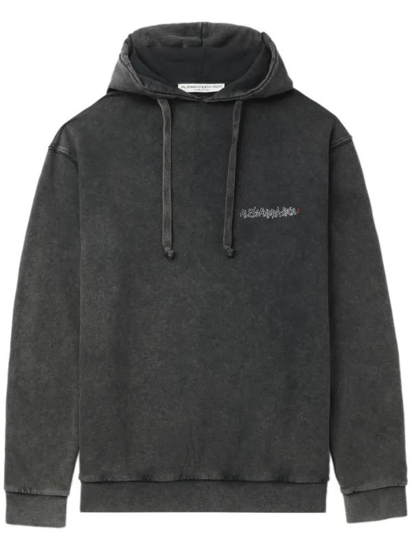 Alessandra Rich Graphic-print Cotton Hoodie in Grey