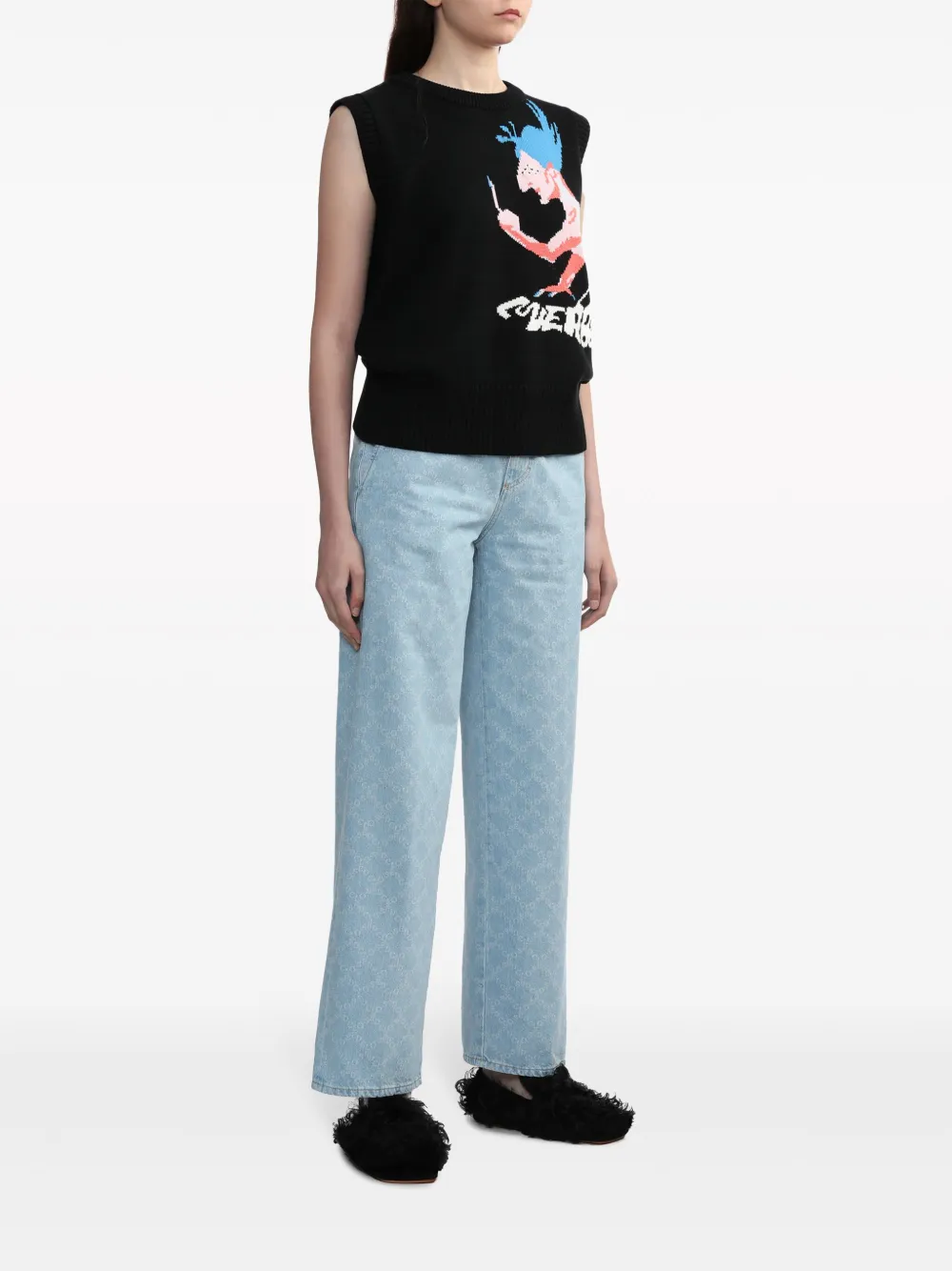 Charles Jeffrey Loverboy Intarsia katoenen top - Zwart