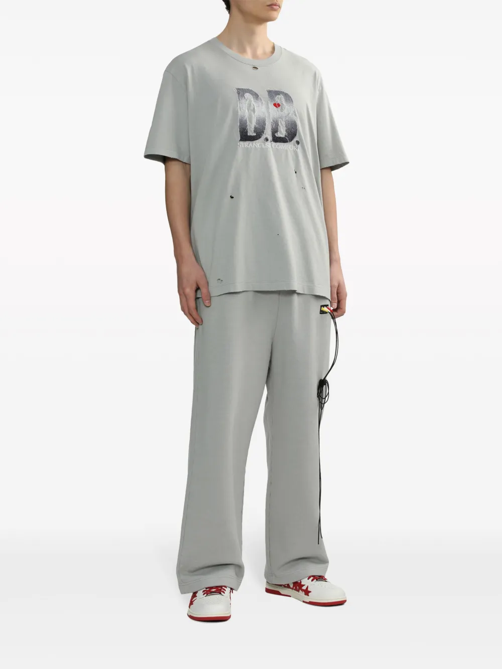 Doublet logo-embroidered cotton T-shirt - Grijs