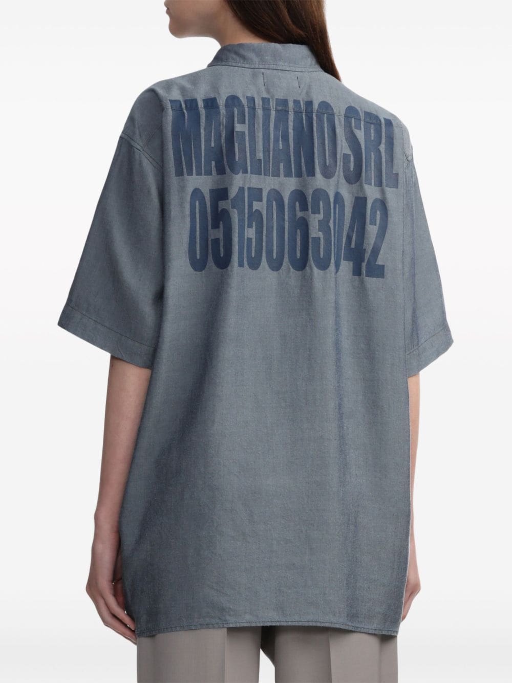 Shop Magliano Logo-print Lyocell Shirt In Grey