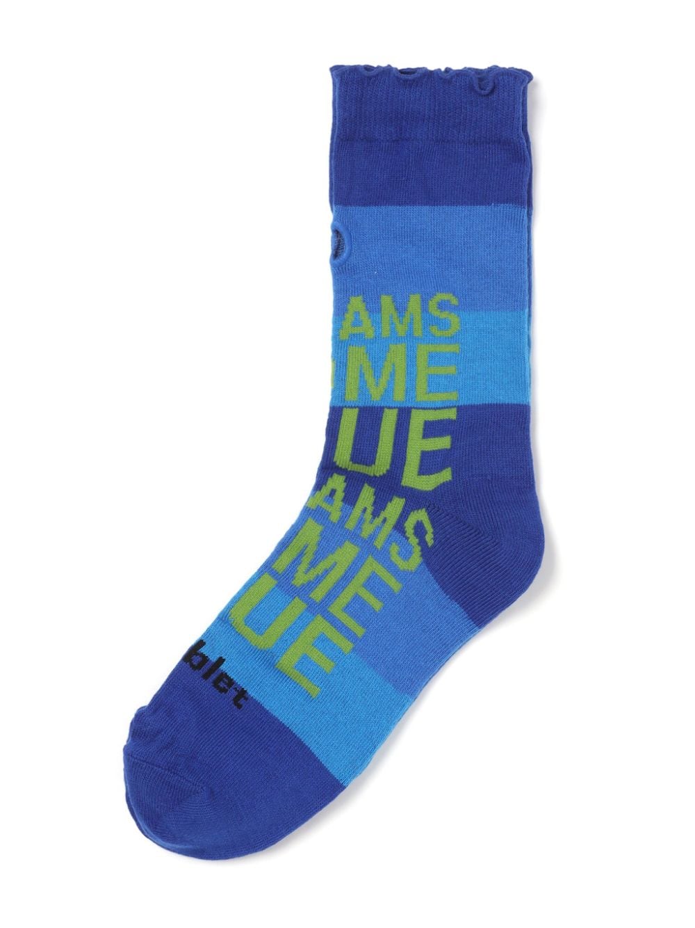 Shop Doublet Slogan-print Striped Socks In Blue