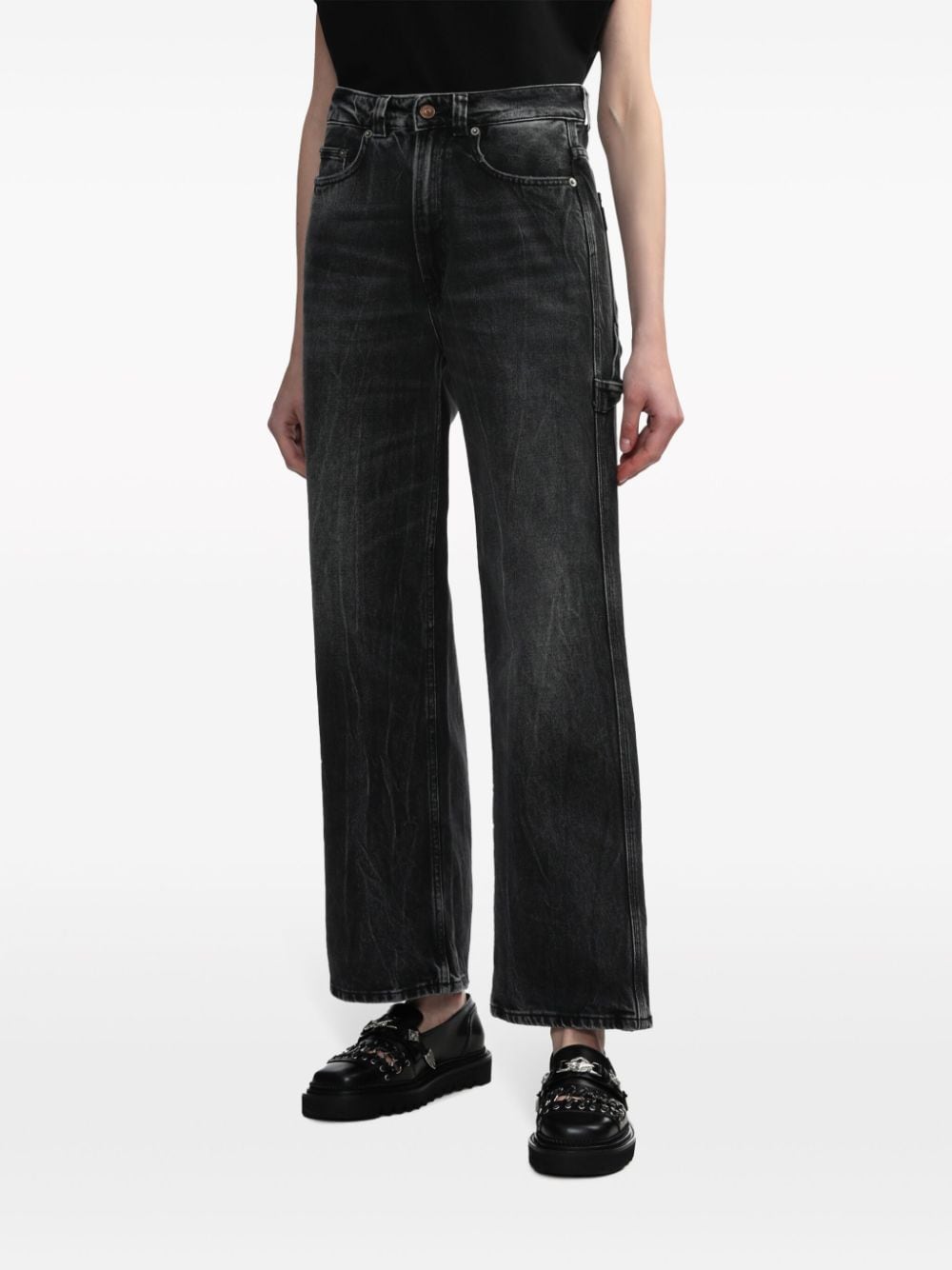 Shop Haikure Wide-leg Jeans In Black