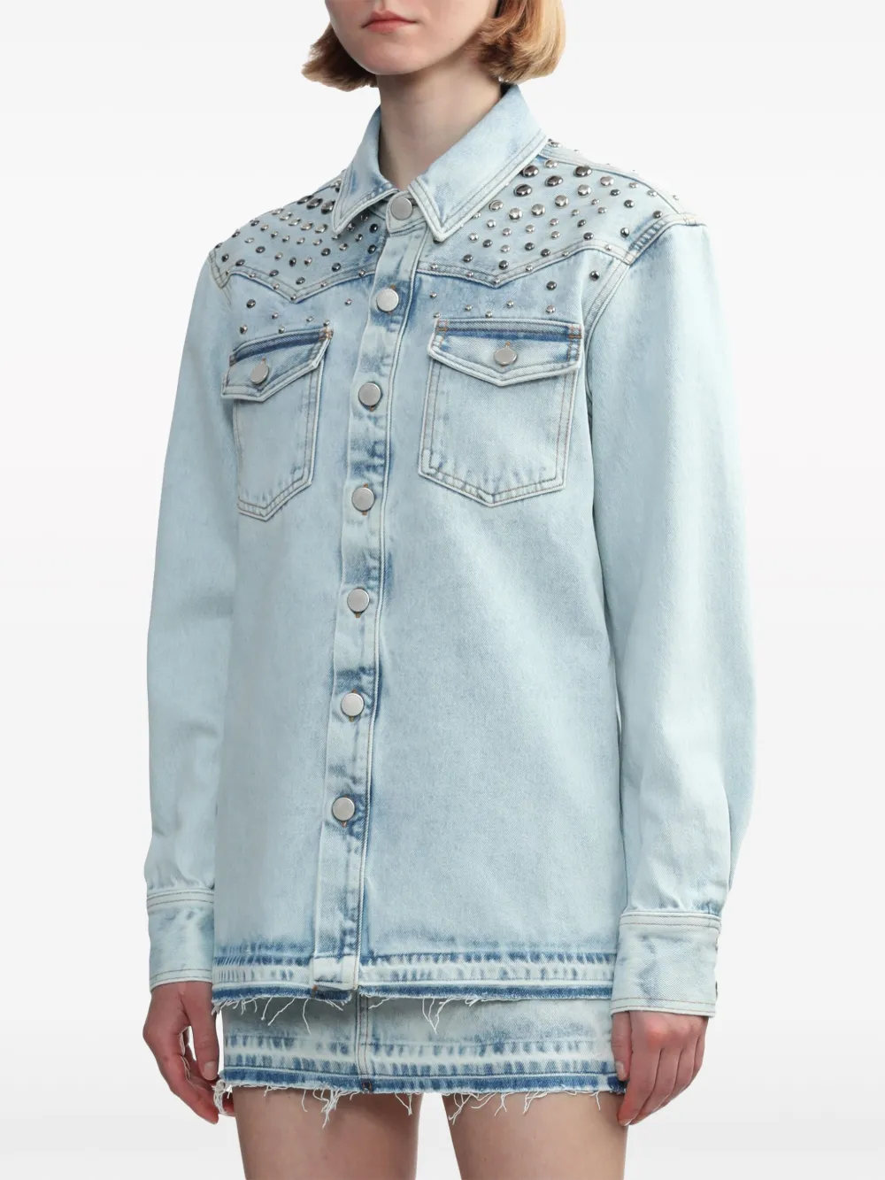 Alessandra Rich Denim jack Blauw