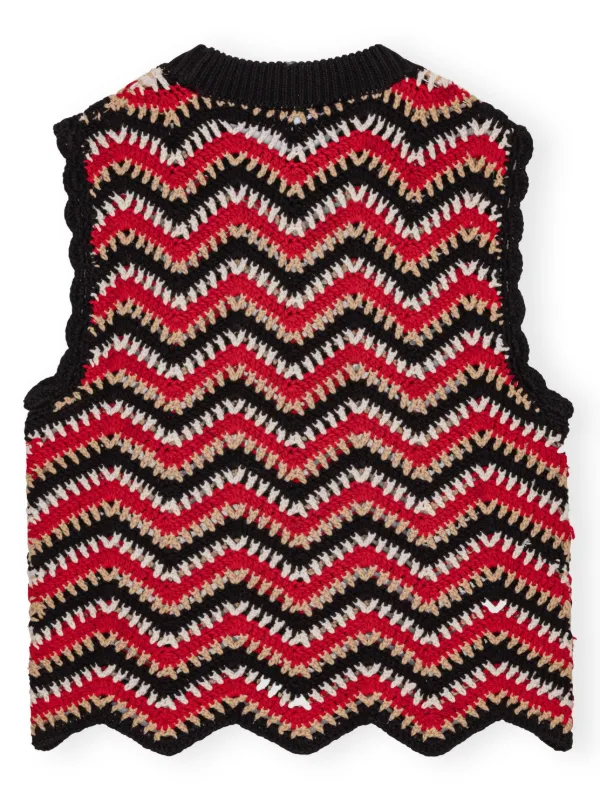 GANNI organic-cotton Crochet Vest | Red | FARFETCH AU