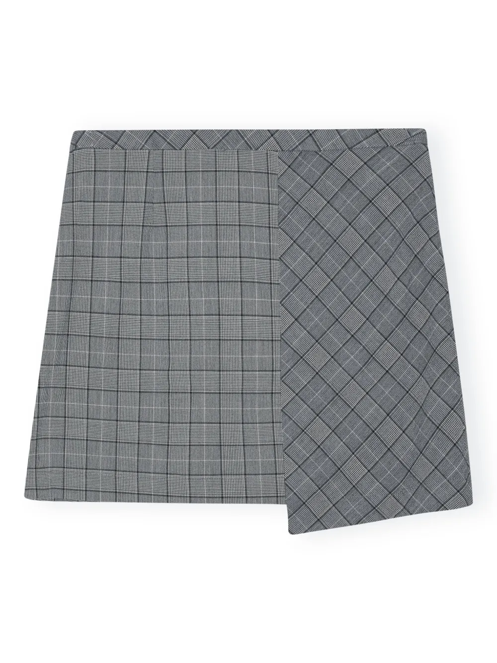GANNI wrap-design check-print Miniskirt | Grey | FARFETCH LB