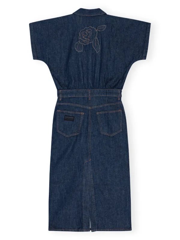 ganni denim midi dress Denim midi dress in blue - Ganni