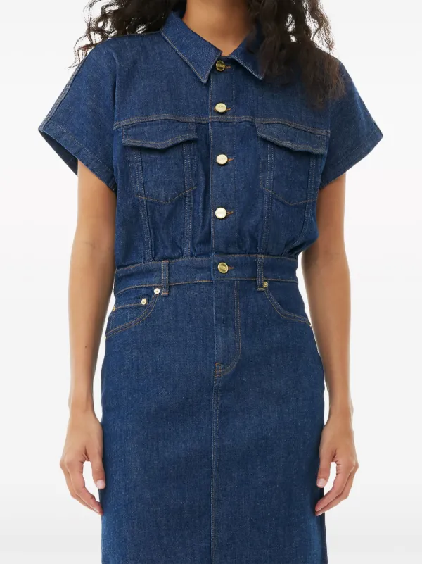 ganni denim midi dress Denim midi dress in blue - Ganni