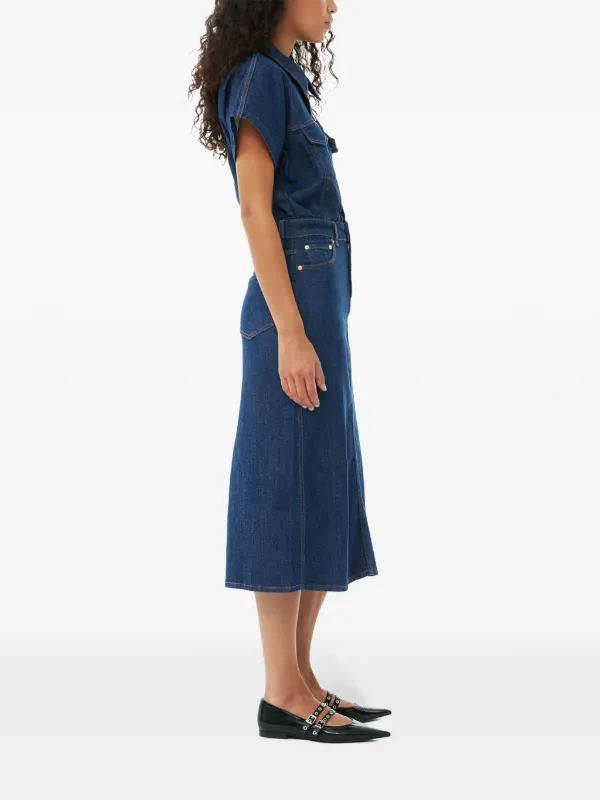 ganni denim midi dress GANNI Rose Denim Midi Dress | Blue