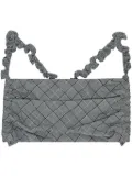 GANNI check-pattern ruched bralette - Grey