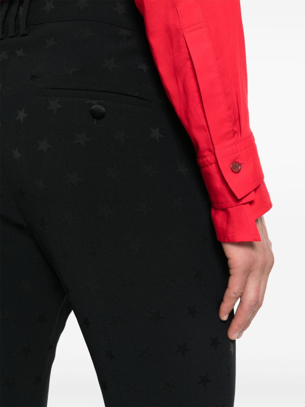 Shop Balmain Star-print Straight-leg Trousers In Black