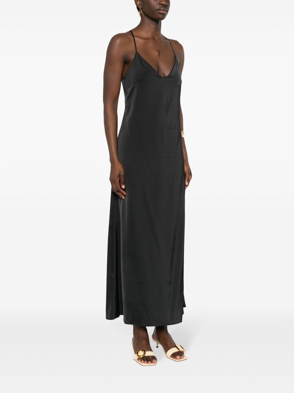 Shop Ivy & Oak Textured V-neck Maxi Dress In Black