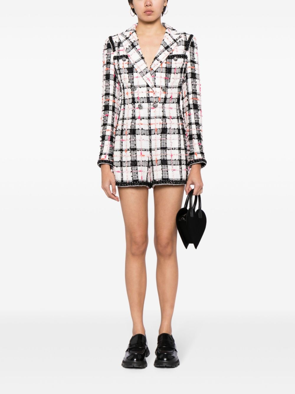 Image 2 of CHANEL Pre-Owned checkered double-breasted bouclé tweed jacket