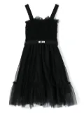 MSGM Kids logo-print tiered dress - Black