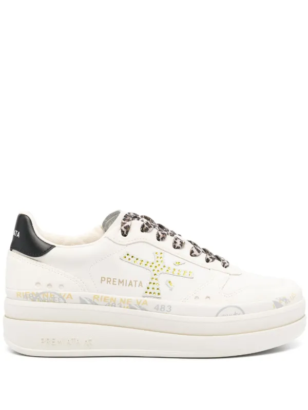 Premiata logo-print Platform Sneakers | Neutrals | FARFETCH OM