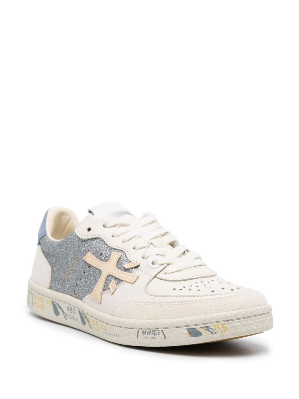 Shop Premiata Clay Leather Sneakers In Neutrals