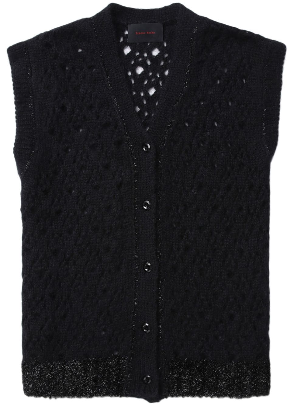 Simone Rocha Pointelle-knit Glittere In Black