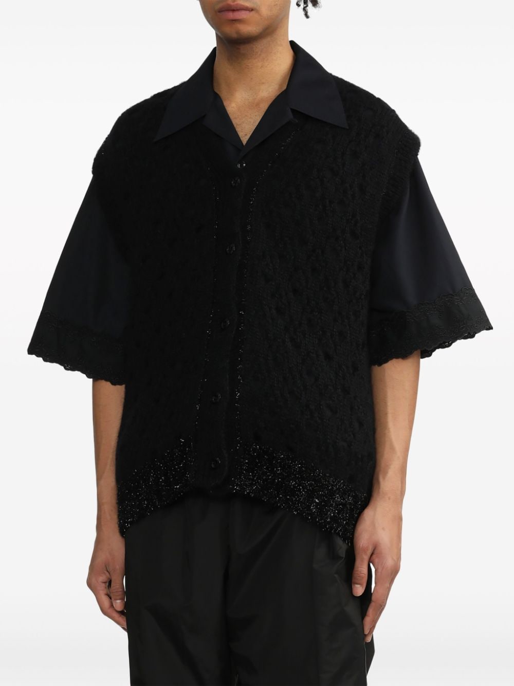 Shop Simone Rocha Pointelle-knit Glittere In Black